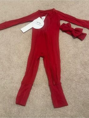 Little Sleepies Red Zippy One-Piece for Kids NWT